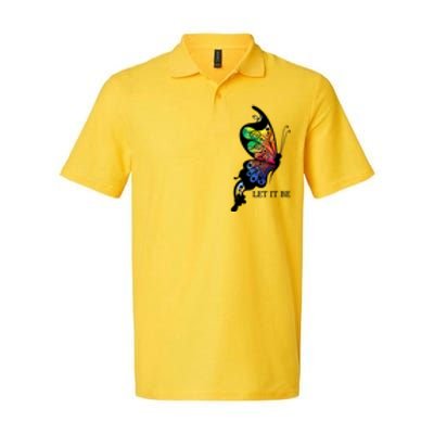 Let It Be Colorful Butterfly Softstyle Adult Sport Polo