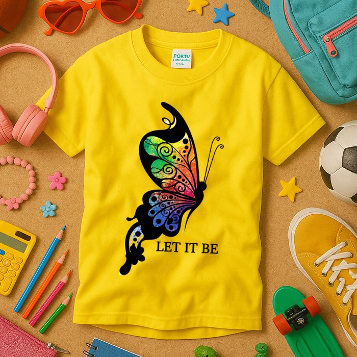 Let It Be Colorful Butterfly Kids T-Shirt