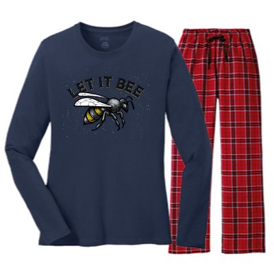 Let It Bee Funny Bumble Women's Long Sleeve Flannel Pajama Set 