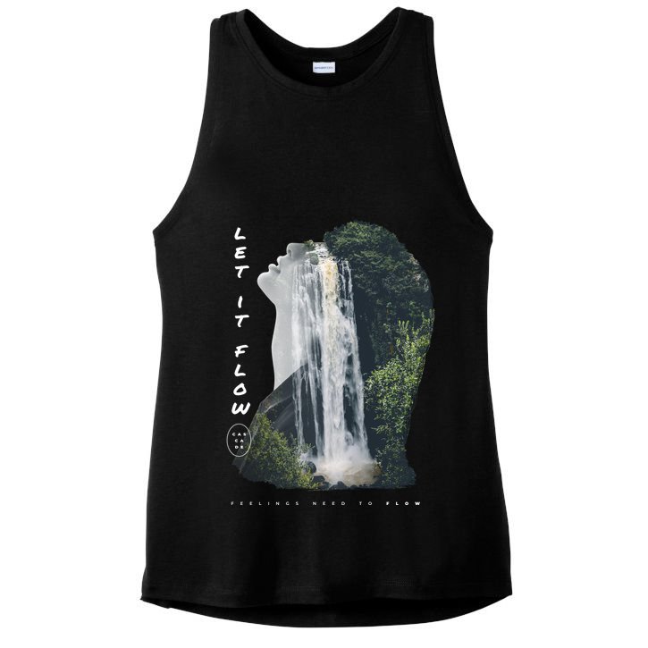 Let It Flow Waterfall Art Ladies PosiCharge Tri-Blend Wicking Tank