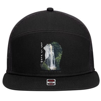 Let It Flow Waterfall Art 7 Panel Mesh Trucker Snapback Hat