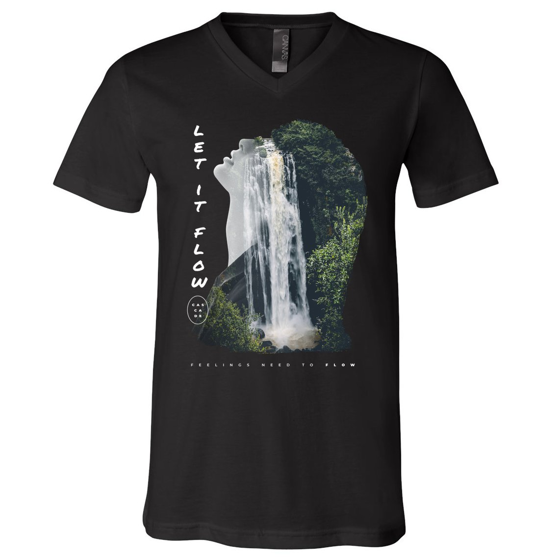 Let It Flow Waterfall Art V-Neck T-Shirt