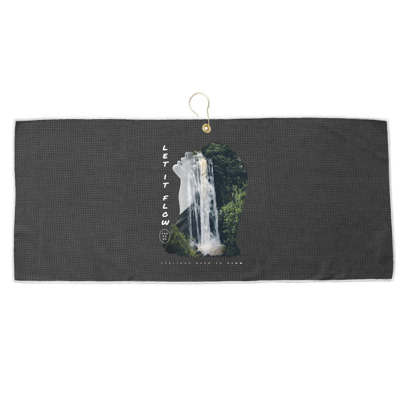 Let It Flow Waterfall Art Large Microfiber Waffle Golf Towel