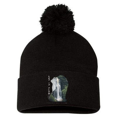 Let It Flow Waterfall Art Pom Pom 12in Knit Beanie