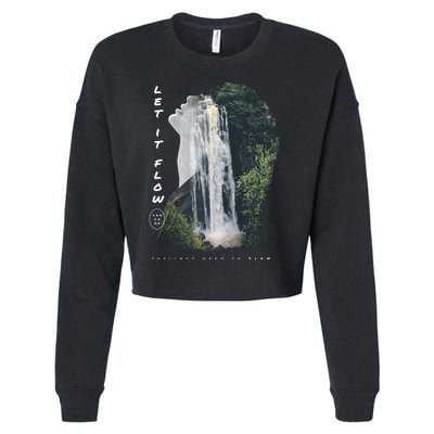 Let It Flow Waterfall Art Cropped Pullover Crew
