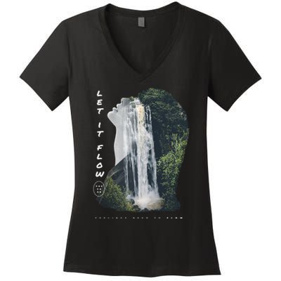 Let It Flow Waterfall Art Women's V-Neck T-Shirt