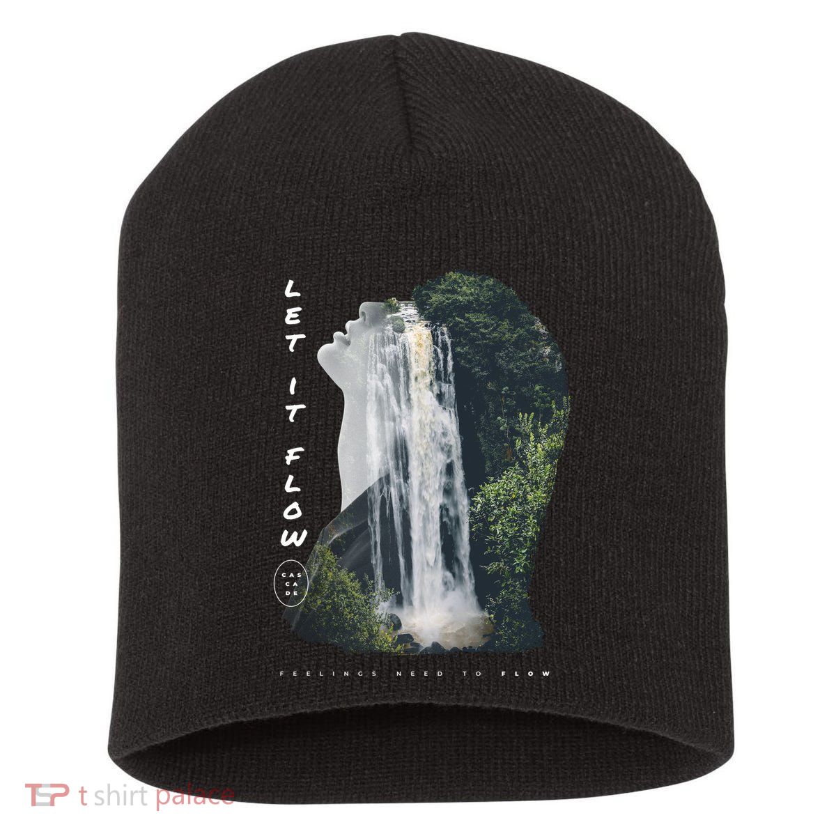 Let It Flow Waterfall Art Short Acrylic Beanie