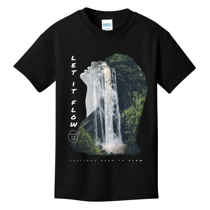 Let It Flow Waterfall Art Kids T-Shirt