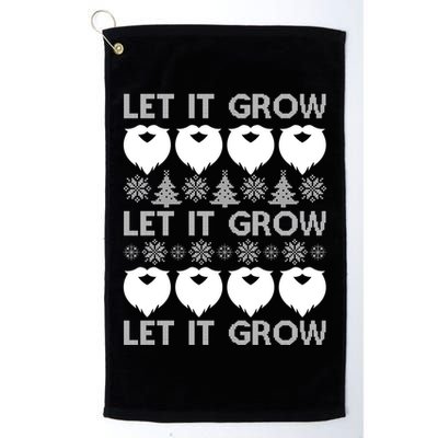 Let It Grow Santa Beard Ugly Christmas Sweater Golf Towel