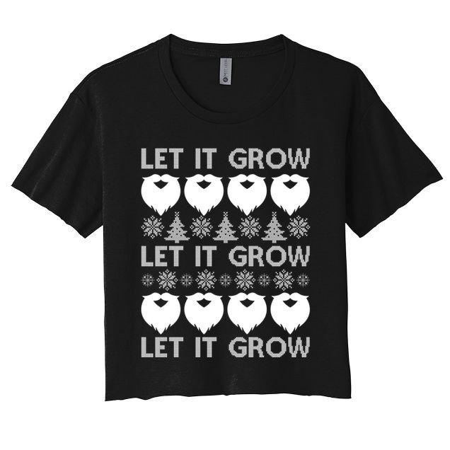 Let It Grow Santa Beard Ugly Christmas Sweater Crop Top