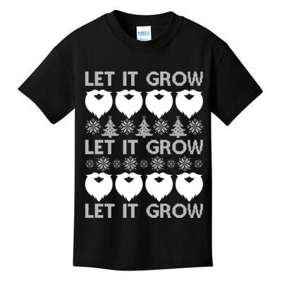 Let It Grow Santa Beard Ugly Christmas Sweater Kids T-Shirt