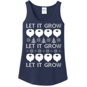 Let It Grow Santa Beard Ugly Christmas Sweater Ladies Essential Tank