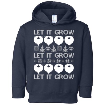 Let It Grow Santa Beard Ugly Christmas Sweater Toddler Hoodie