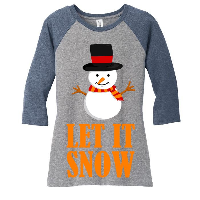 Let It Snow Women's Tri-Blend 3/4-Sleeve Raglan Shirt