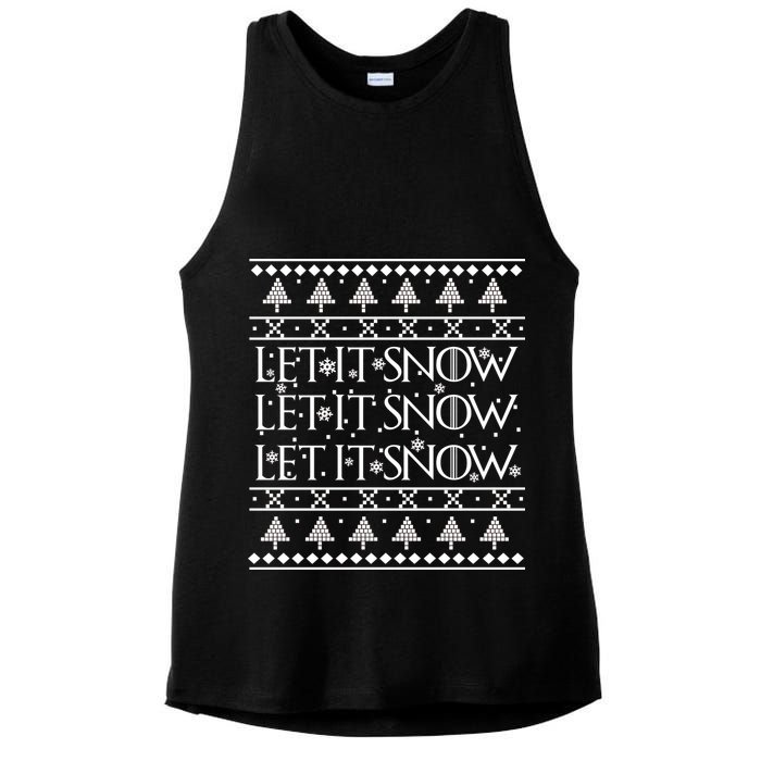 Let it Snow Let It Snow Let It Snow Ugly Christmas Ladies PosiCharge Tri-Blend Wicking Tank