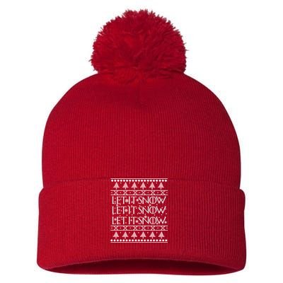 Let it Snow Let It Snow Let It Snow Ugly Christmas Pom Pom 12in Knit Beanie