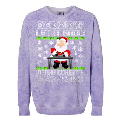 Let It Snow Merry Cokemas Santa Claus Ugly Christmas Colorblast Crewneck Sweatshirt