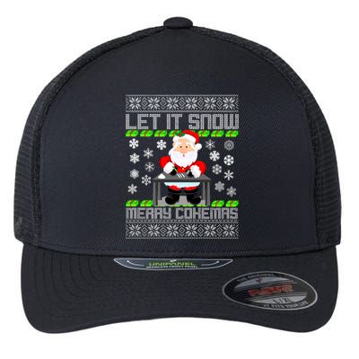 Let It Snow Merry Cokemas Santa Claus Ugly Christmas Flexfit Unipanel Trucker Cap