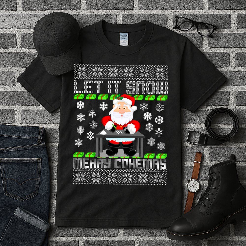 Let It Snow Merry Cokemas Santa Claus Ugly Christmas Tall T-Shirt