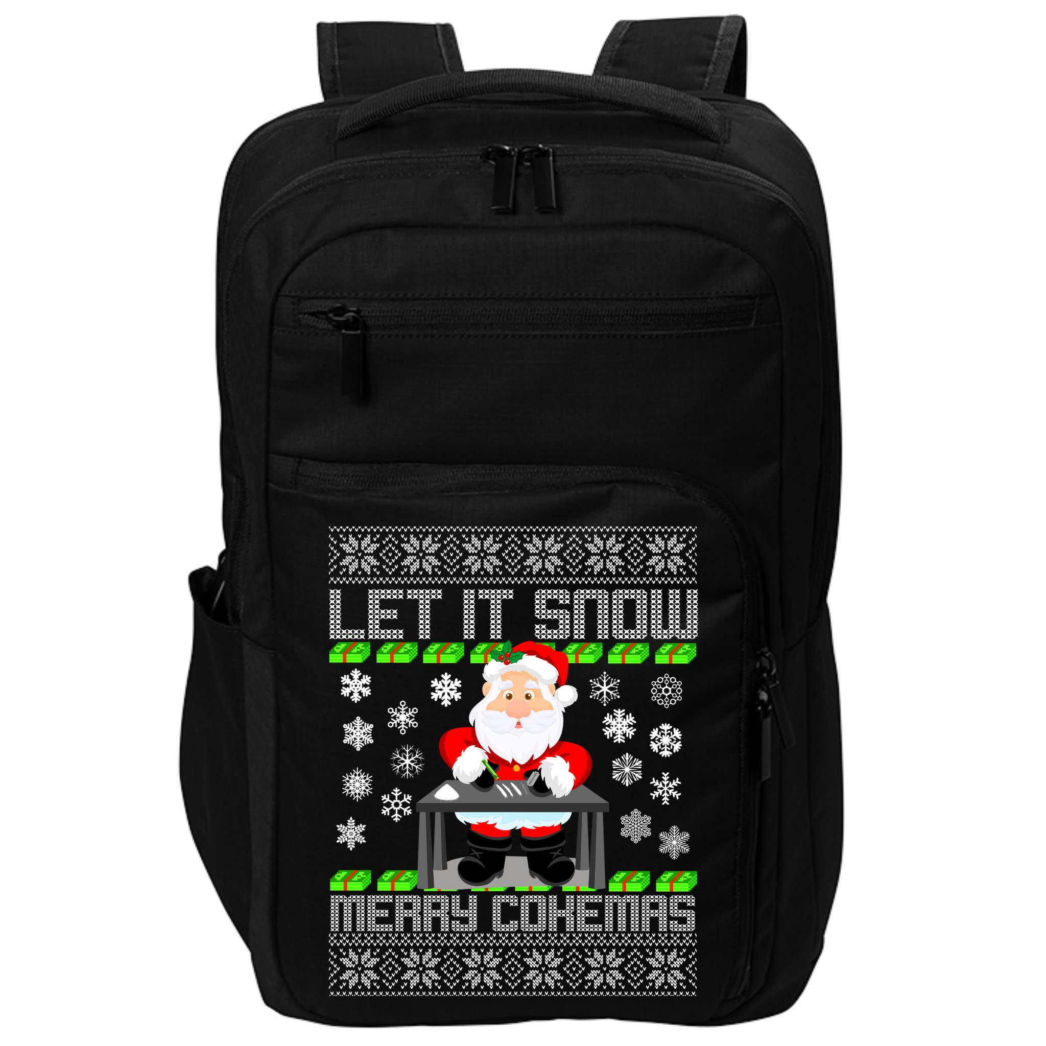 Let It Snow Merry Cokemas Santa Claus Ugly Christmas Impact Tech Backpack