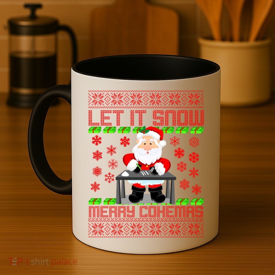 Let It Snow Merry Cokemas Santa Claus Ugly Christmas Mug