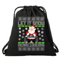 Let It Snow Merry Cokemas Santa Claus Ugly Christmas Drawstring Bag