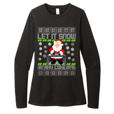 Let It Snow Merry Cokemas Santa Claus Ugly Christmas Womens CVC Long Sleeve Shirt