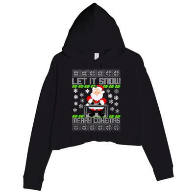 Let It Snow Merry Cokemas Santa Claus Ugly Christmas Crop Fleece Hoodie