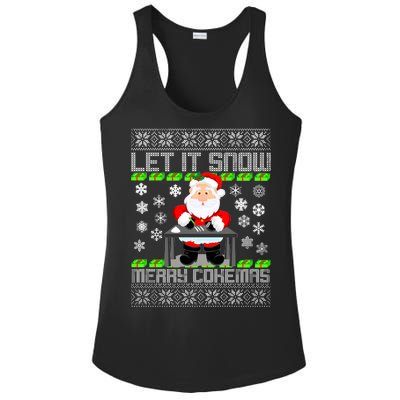 Let It Snow Merry Cokemas Santa Claus Ugly Christmas Ladies PosiCharge Competitor Racerback Tank