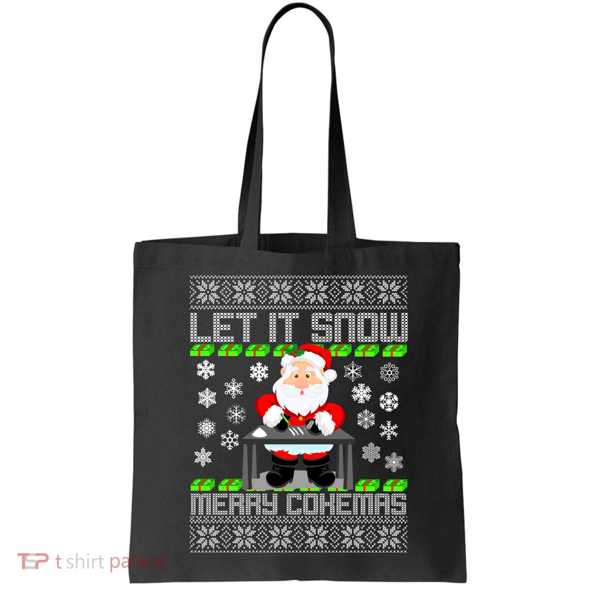 Let It Snow Merry Cokemas Santa Claus Ugly Christmas Bag
