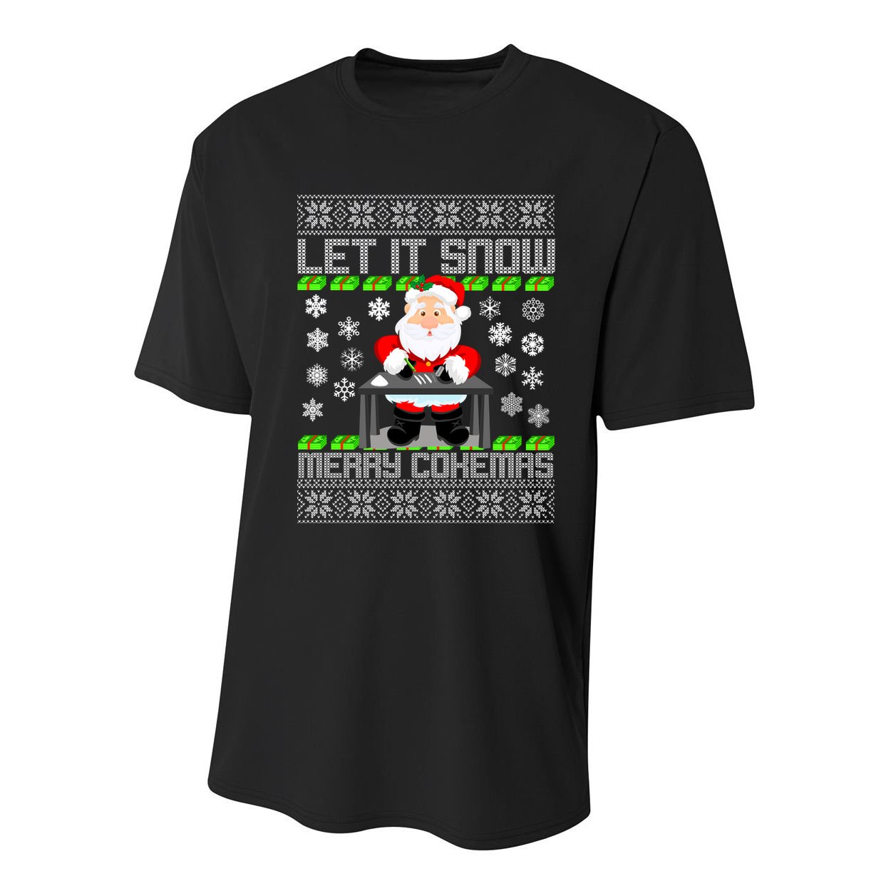 Let It Snow Merry Cokemas Santa Claus Ugly Christmas Youth Performance Sprint T-Shirt