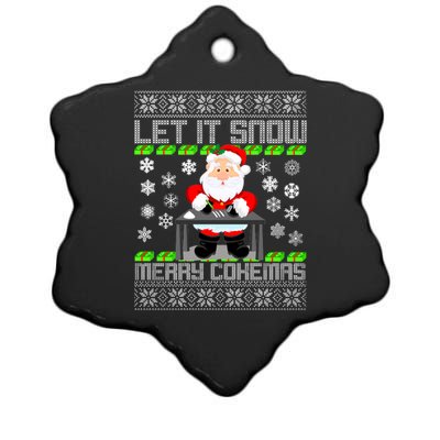 Let It Snow Merry Cokemas Santa Claus Ugly Christmas Ceramic Star Ornament