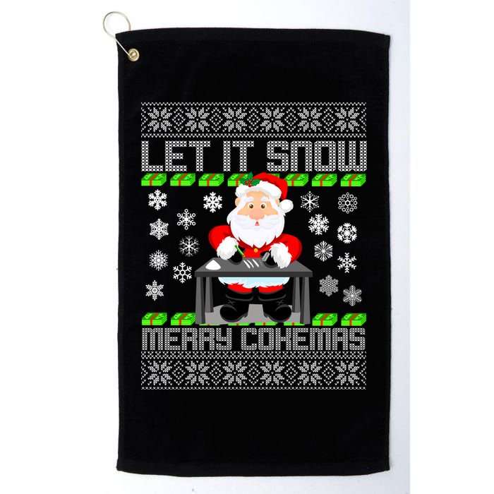 Let It Snow Merry Cokemas Santa Claus Ugly Christmas Golf Towel