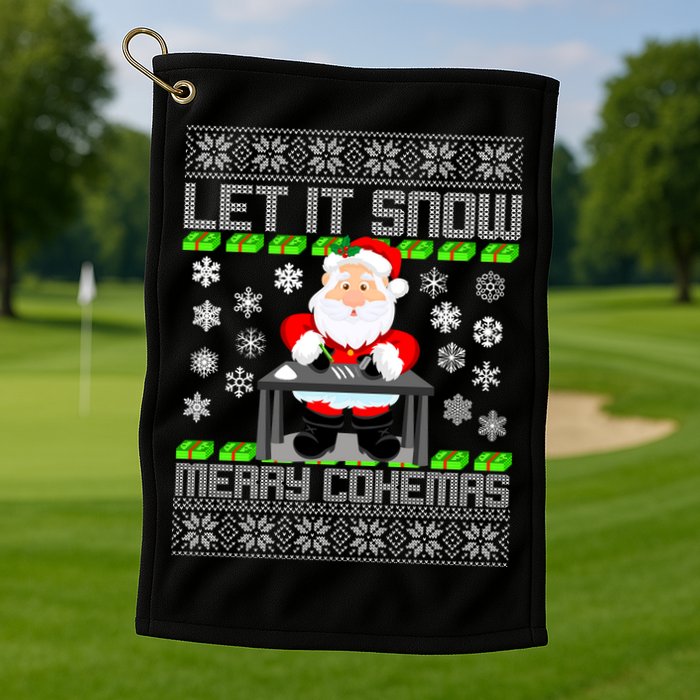 Let It Snow Merry Cokemas Santa Claus Ugly Christmas Golf Towel