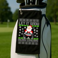 Let It Snow Merry Cokemas Santa Claus Ugly Christmas Golf Towel