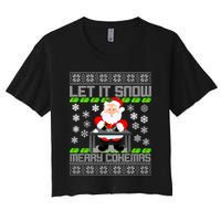 Let It Snow Merry Cokemas Santa Claus Ugly Christmas Women's Crop Top Tee