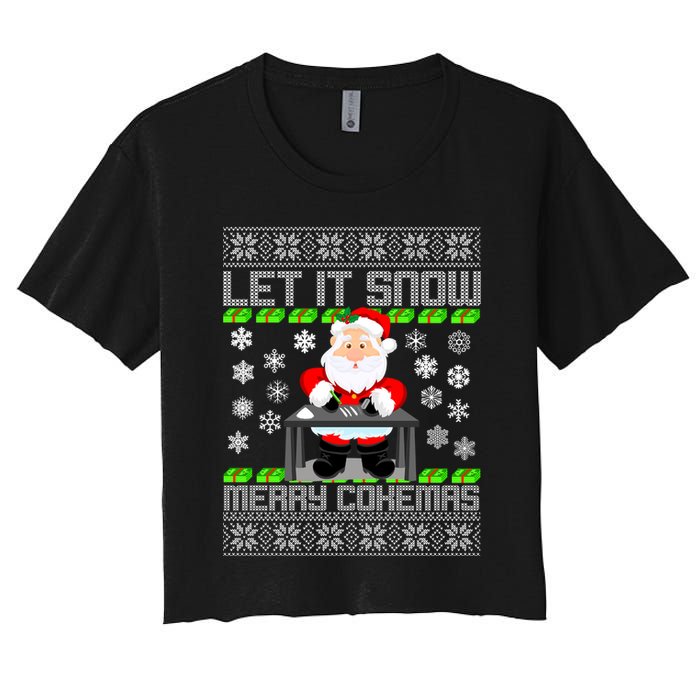 Let It Snow Merry Cokemas Santa Claus Ugly Christmas Women's Crop Top Tee