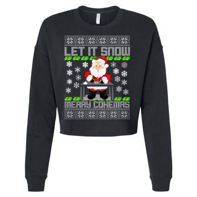 Let It Snow Merry Cokemas Santa Claus Ugly Christmas Cropped Pullover Crew
