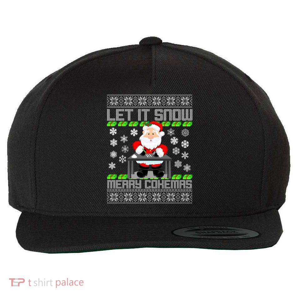 Let It Snow Merry Cokemas Santa Claus Ugly Christmas Wool Snapback Cap