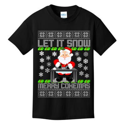 Let It Snow Merry Cokemas Santa Claus Ugly Christmas Kids T-Shirt