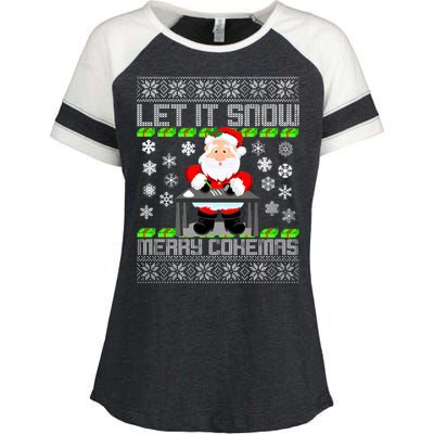 Let It Snow Merry Cokemas Santa Claus Ugly Christmas Enza Ladies Jersey Colorblock Tee