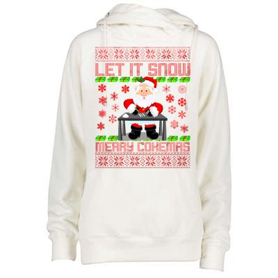 Let It Snow Merry Cokemas Santa Claus Ugly Christmas Womens Funnel Neck Pullover Hood