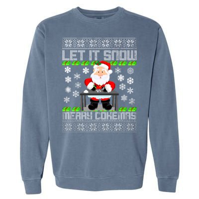 Let It Snow Merry Cokemas Santa Claus Ugly Christmas Garment-Dyed Sweatshirt