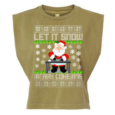 Let It Snow Merry Cokemas Santa Claus Ugly Christmas Garment-Dyed Women's Muscle Tee