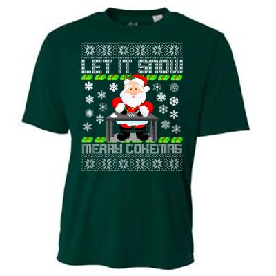 Let It Snow Merry Cokemas Santa Claus Ugly Christmas Cooling Performance Crew T-Shirt