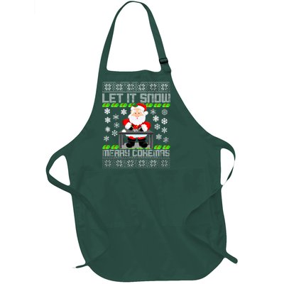 Let It Snow Merry Cokemas Santa Claus Ugly Christmas Full-Length Apron With Pockets