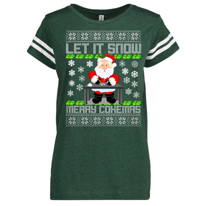 Let It Snow Merry Cokemas Santa Claus Ugly Christmas Enza Ladies Jersey Football T-Shirt