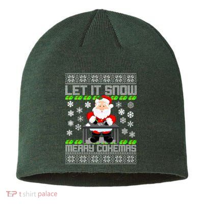Let It Snow Merry Cokemas Santa Claus Ugly Christmas Sustainable Beanie