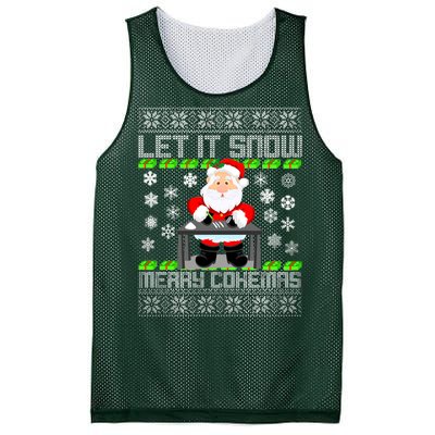 Let It Snow Merry Cokemas Santa Claus Ugly Christmas Mesh Reversible Basketball Jersey Tank