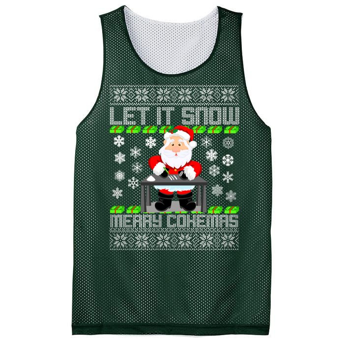 Let It Snow Merry Cokemas Santa Claus Ugly Christmas Mesh Reversible Basketball Jersey Tank